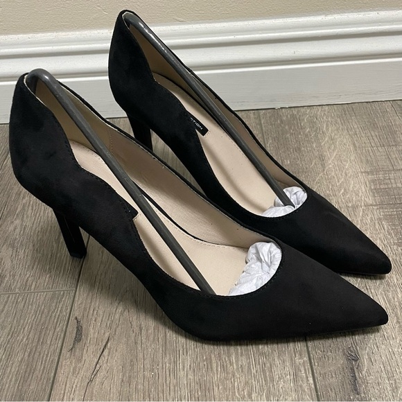French Connection Shoes - French Connection Scallop Women's Pumps Pointed Toe Heels Black Suede Sz 10 NEW